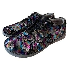 Alegria Essence Regal Beauty Sneakers Size 10.5 / EU 41 Black Metallic Floral